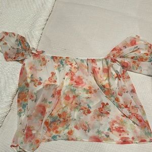 Off Shoulder Floral Sheer Top